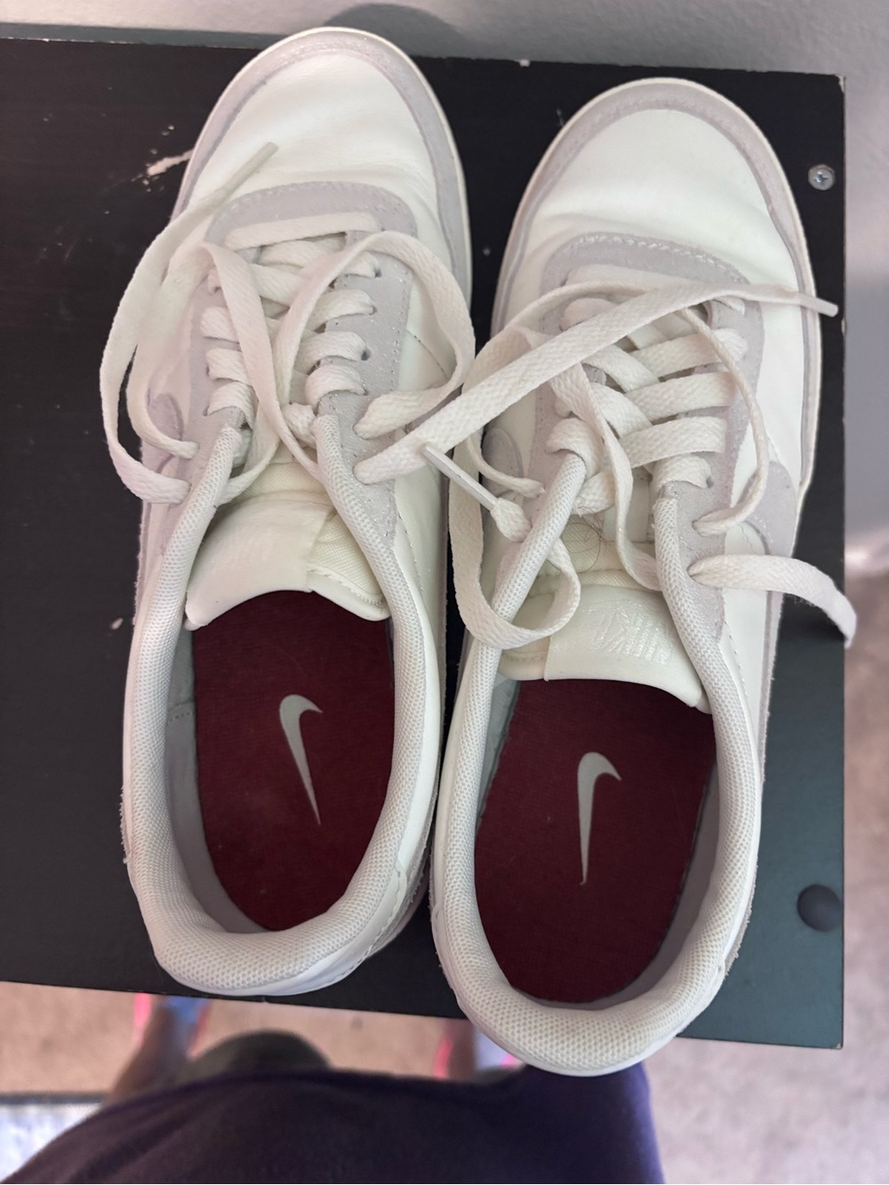 Nike Women's White and Maroon Sneakers
